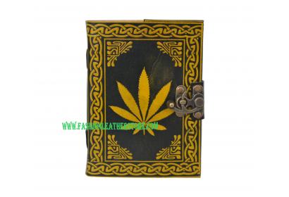 Yellow Leaf Celtic Leather Blank Book Leather Note Book Travel Journal Sketch Journal Organizer Planner Dairy